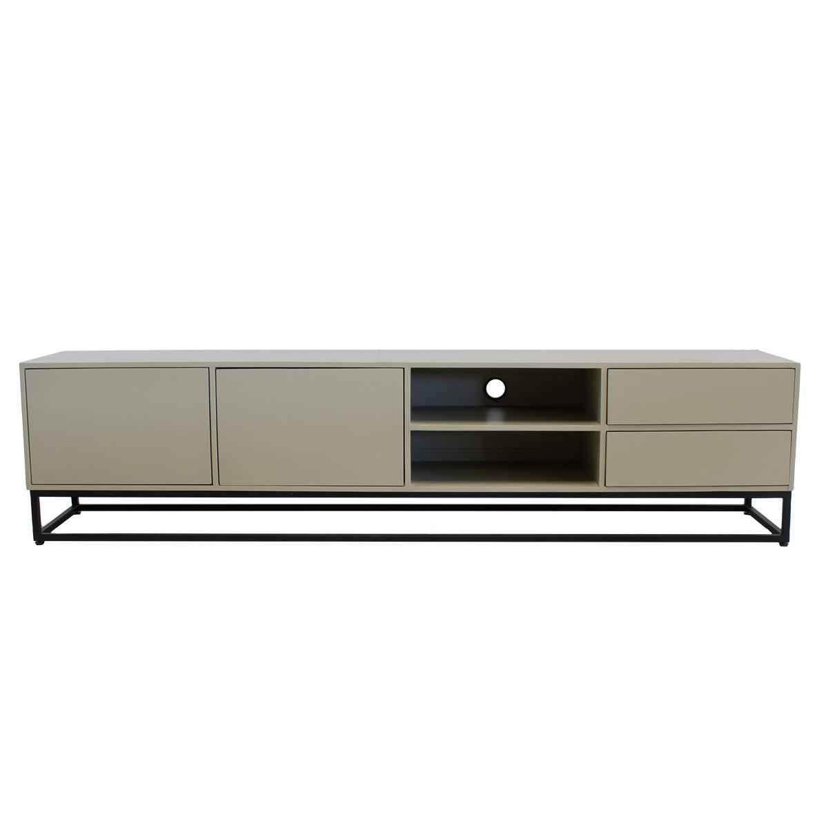 TV-MÖBEL aus Mangoholz 210cm, taupe - Taupe, Holz (210/50/42cm) - Giga Meubel