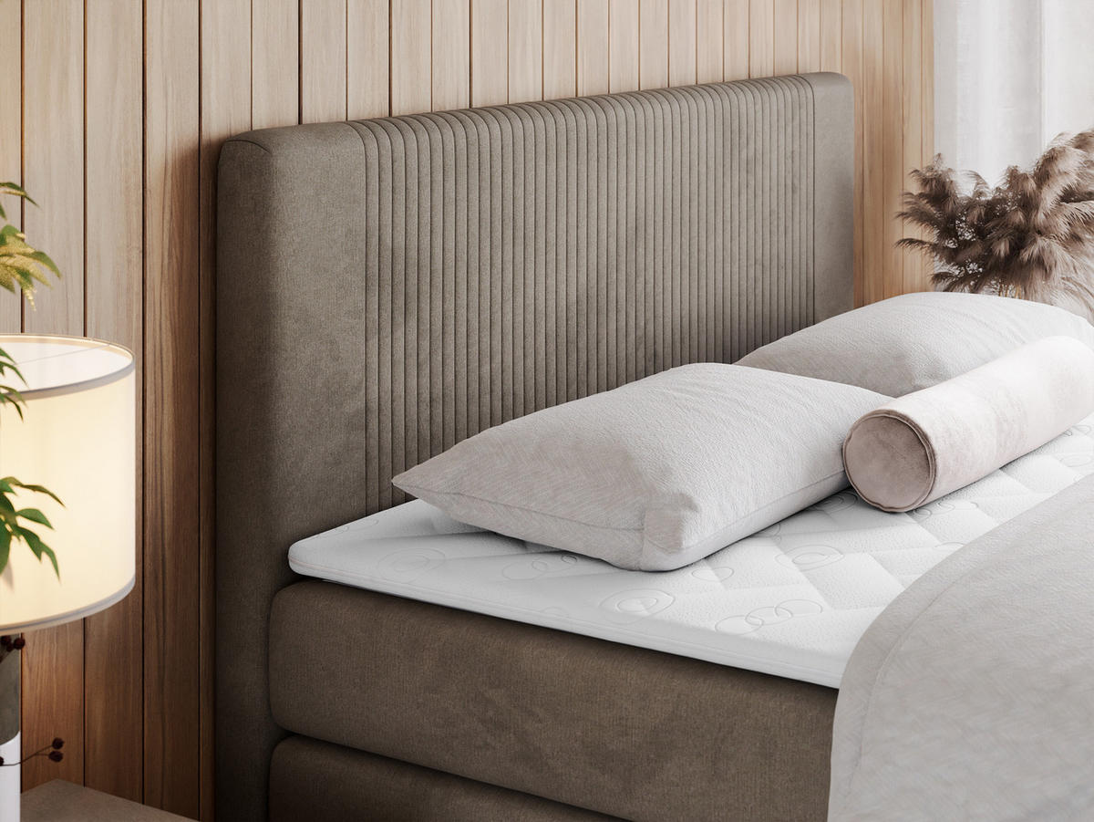 BOXSPRINGBETT KING DOREN 140/200 Braun Velvet - H4 - Braun, Holz/Textil (140/200cm) - MKS