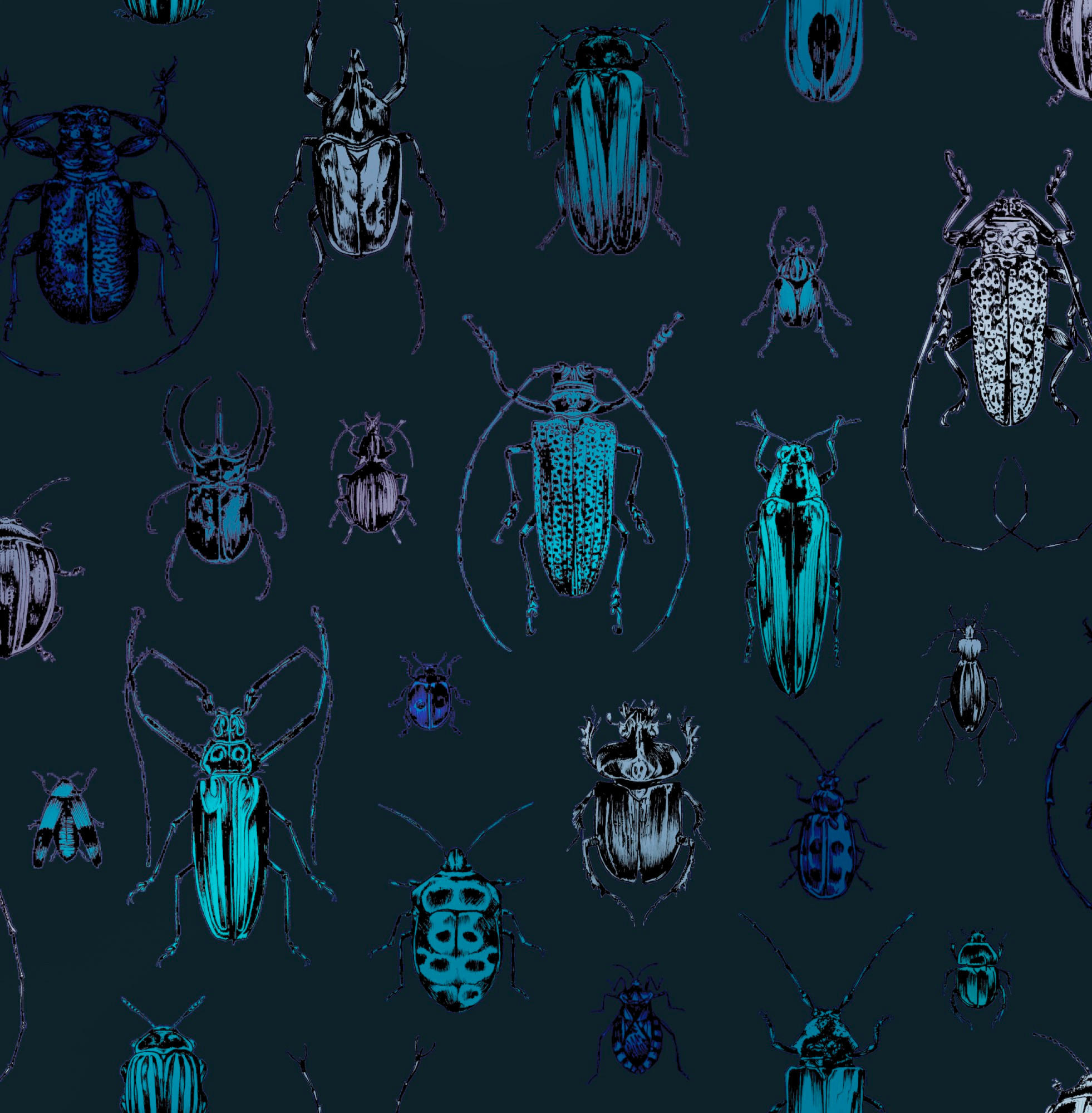 VLIESTAPETE Bugs 1000x52cm - Blau, Papier/Kunststoff (52/1000cm) - Superfresco Easy