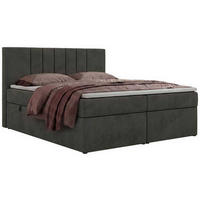 POSTEL BOXSPRING INERO 180/200 - Tmavě šedá Samet - Topper Visco - H4 - černá/tmavě šedá, textil/plast (180/200cm) - MKS