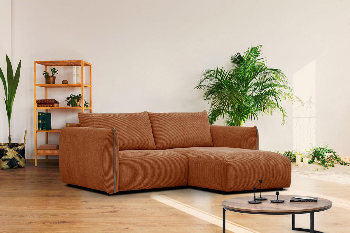 ECKSOFA TAUER 3-Sitzer, orange - Schwarz/Orange, Holzwerkstoff/Kunststoff (206/173cm) - Courtois Laville