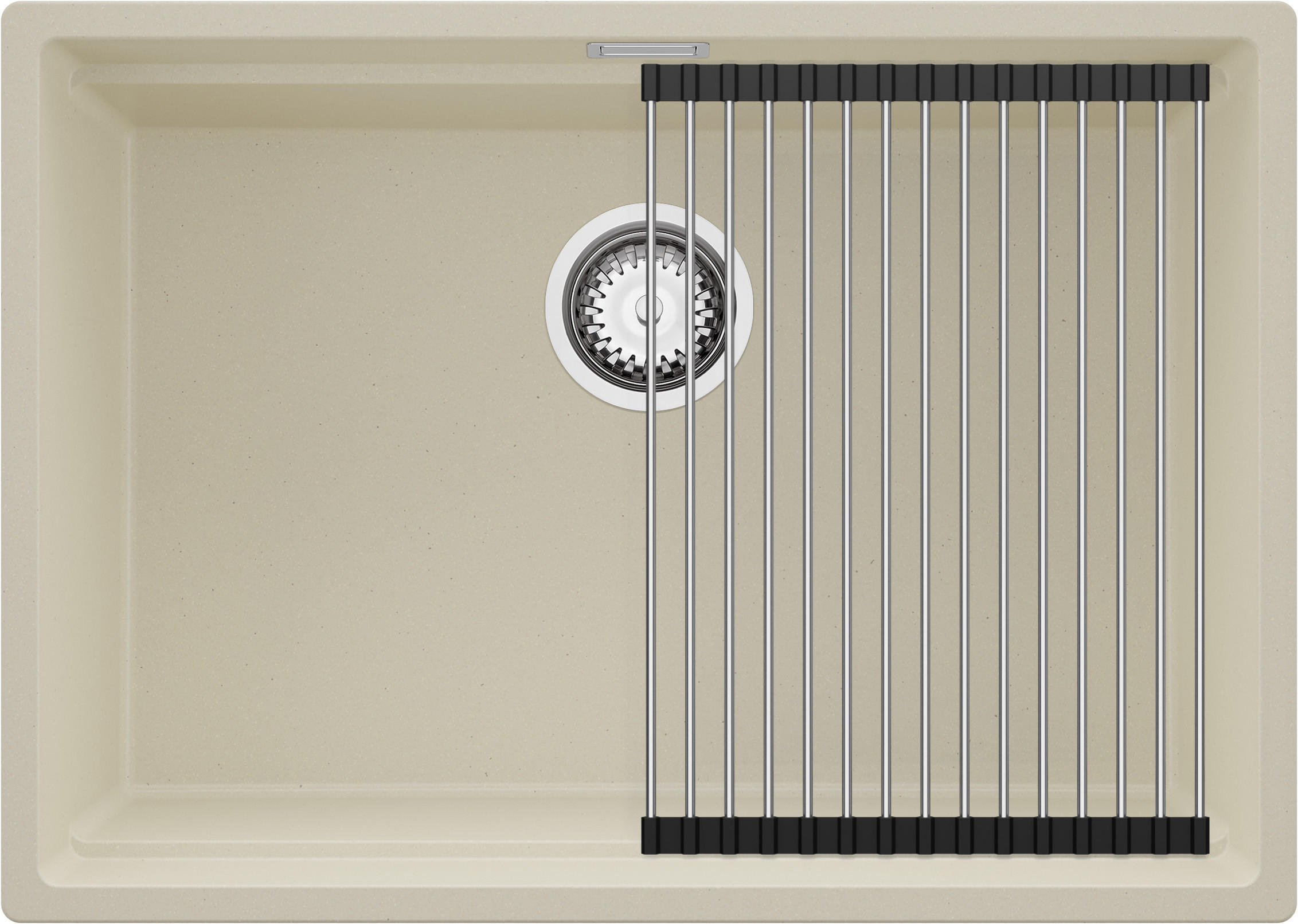 UNTERBAUSPÜLE GRANIT Praga, 2-er set Beige 66/47 cm 1 Becken + Ablauf-Set + Aufrollbare Abtropffläche ab 70er Unterschrank - Chromfarben/Beige, Kunststoff (66/20/47cm) - Primagran