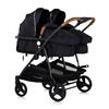 GESCHWISTERKINDERWAGEN Duo Smart schwarz beige klappbar, umbaubar, verstellbar, Fußsack - Schwarz, Metall (80/75/104cm) - Chipolino