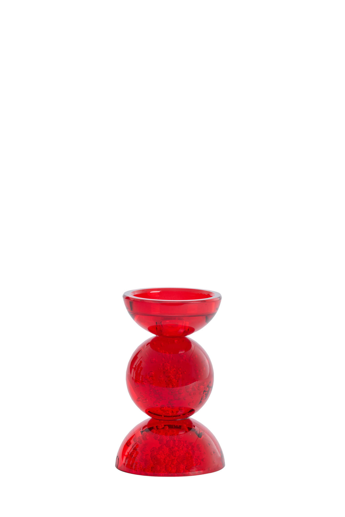 KERZENHALTER Itinga Rot Ø9,5/15,5 cm - Dunkelrot, Glas (9.5/15.5/9.5cm) - Light & Living