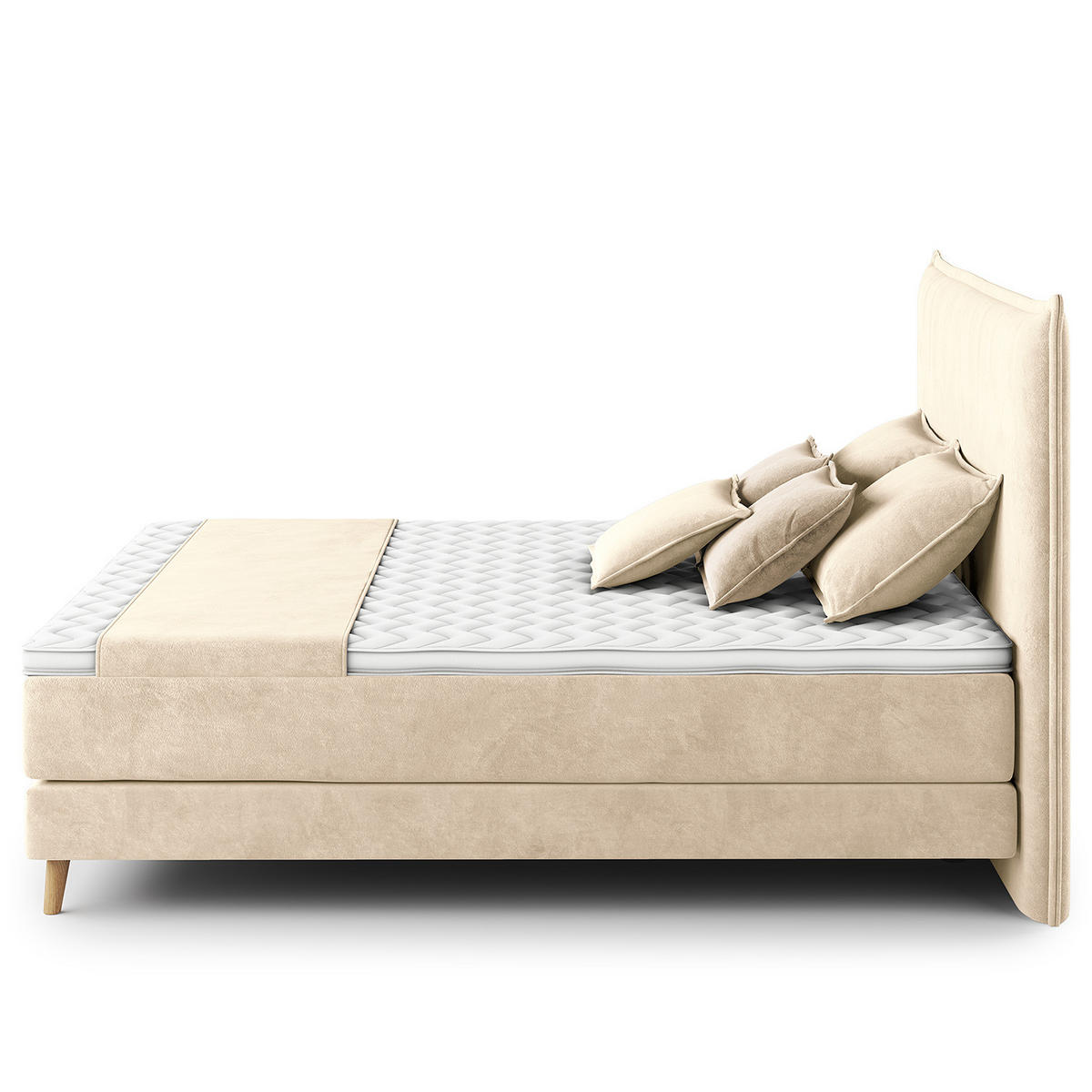 BOXSPRINGBETT - Klassisch - Creme, Holz (180/200cm) - home24