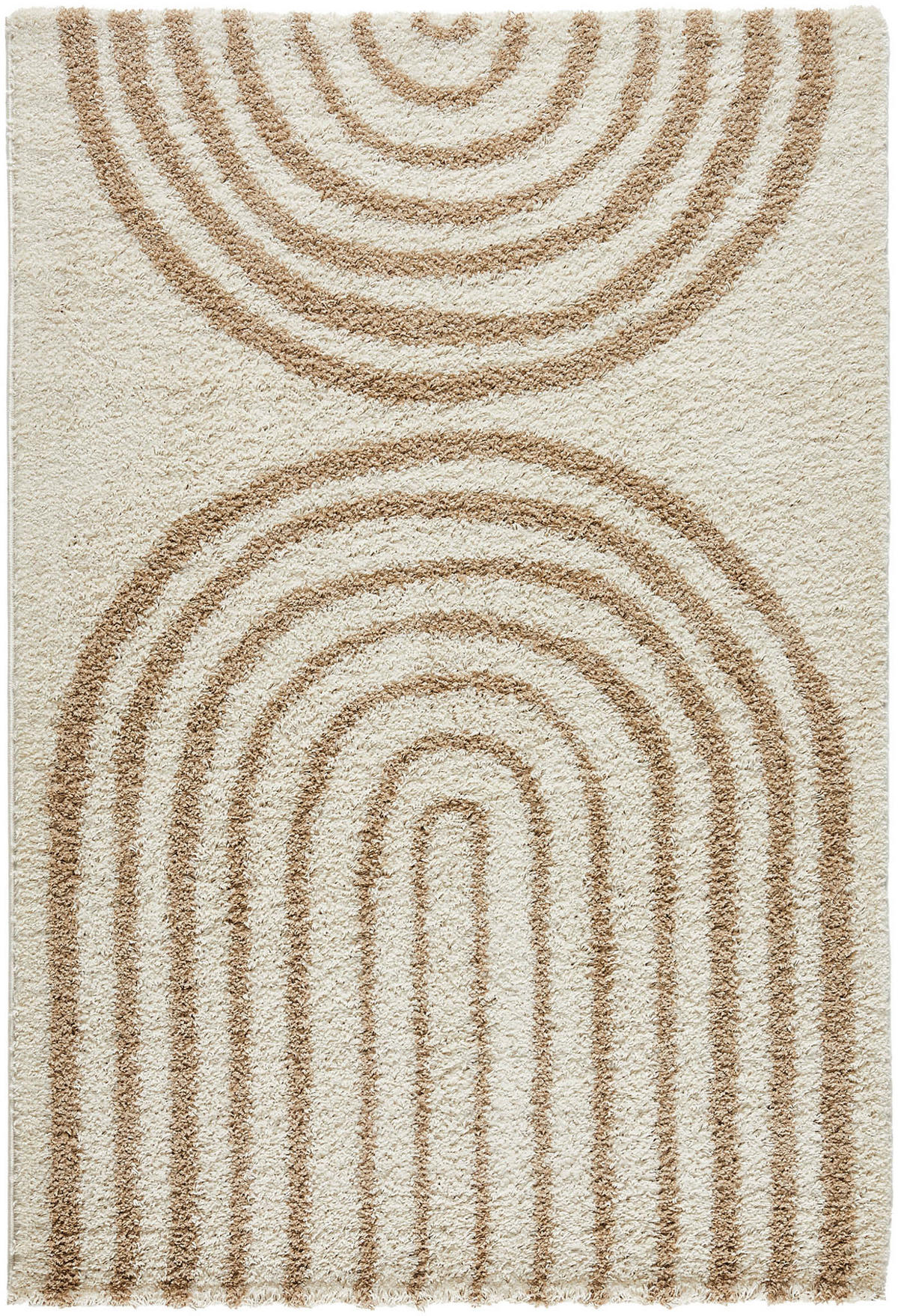 TEPPICH shaggy mit Bogenmuster in Beige Olympe 120x160 cm - Beige, Textil (120/160cm) - Nazar Rugs