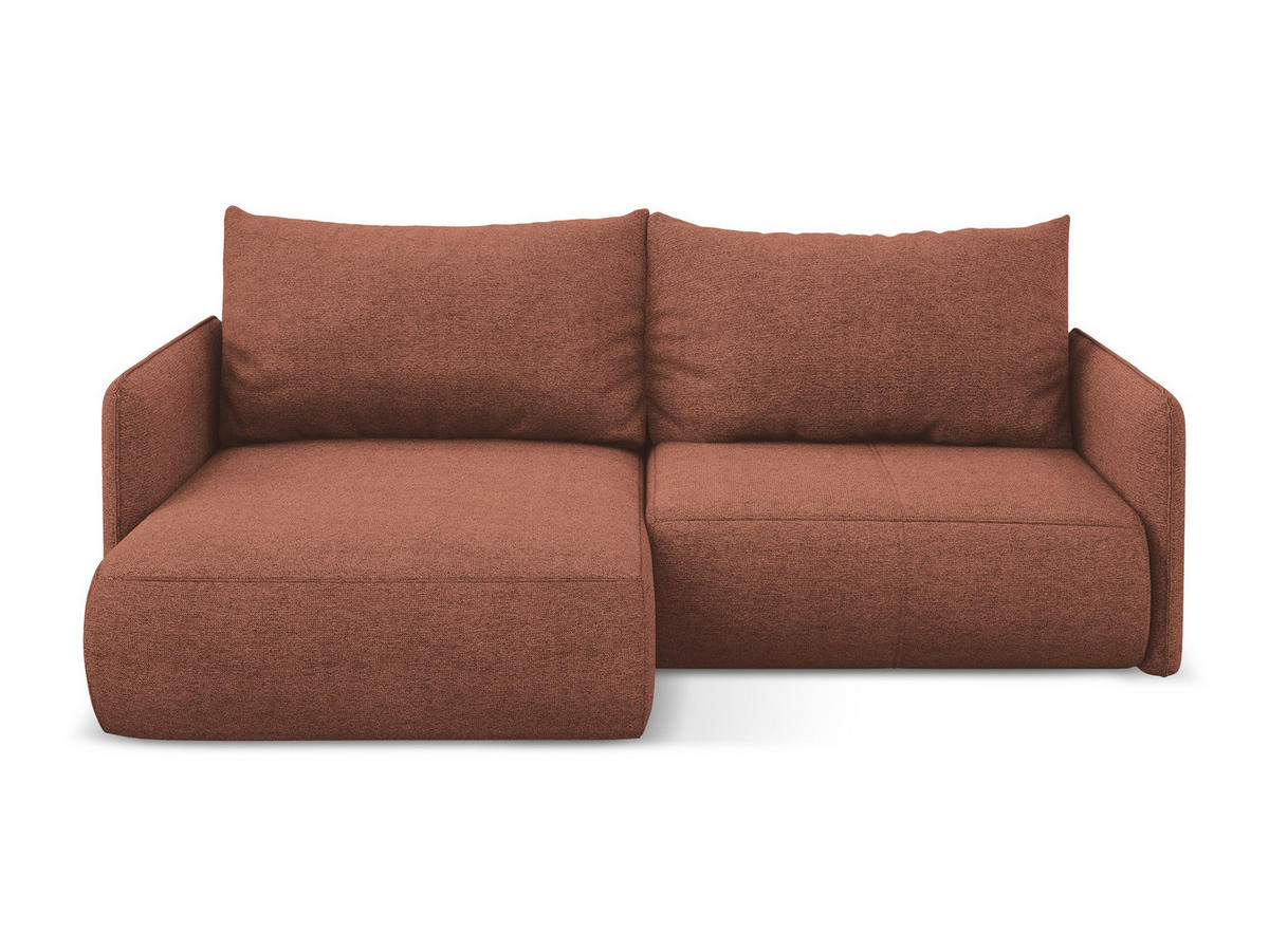 ECKSOFA mit Schlaffunktion Chenille Stoff Pink - Pink/Hellrosa, Kunststoff/Textil (148/207cm) - Makamii