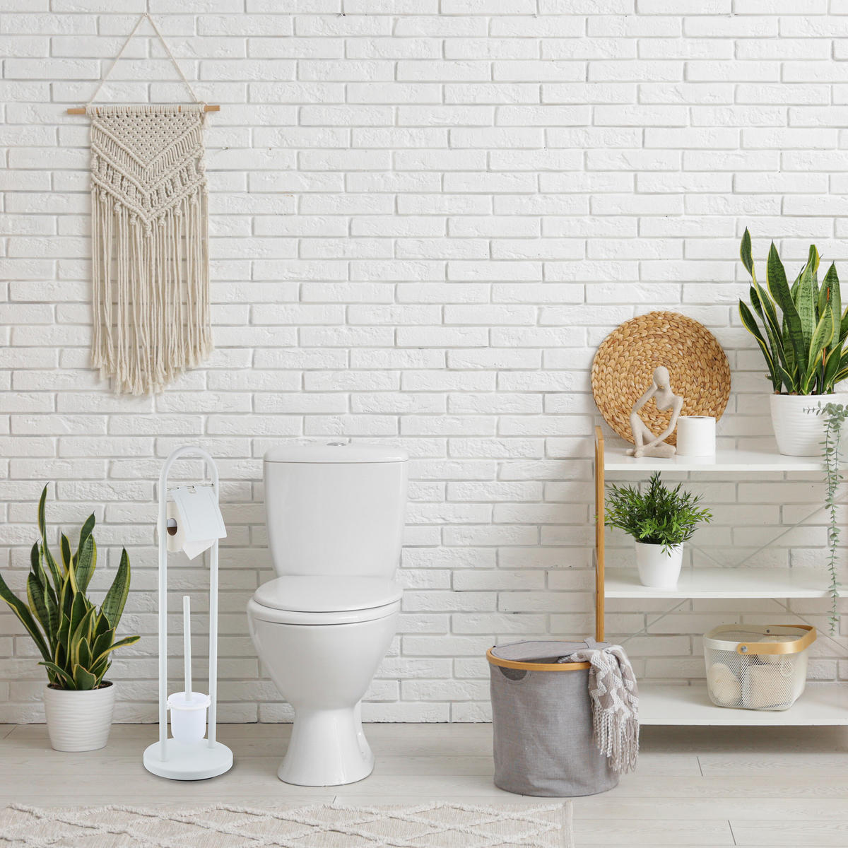 WC-GARNITUR - Weiß, Kunststoff/Textil (22/79/22cm) - Relaxdays