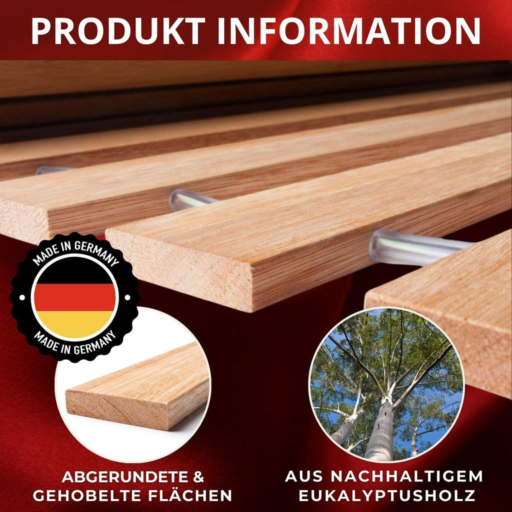 Thumbnail - Coemo Rollrost, Natur, Holz, 1-Zonen, 80x200 cm, CE, Schlafzimmer, Lattenroste, Rollroste