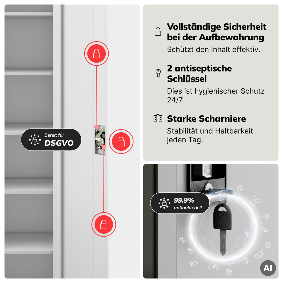 AKTENSCHRANK ALEX 220 - Grau, Metall (45/220/40cm) - Jan Nowak