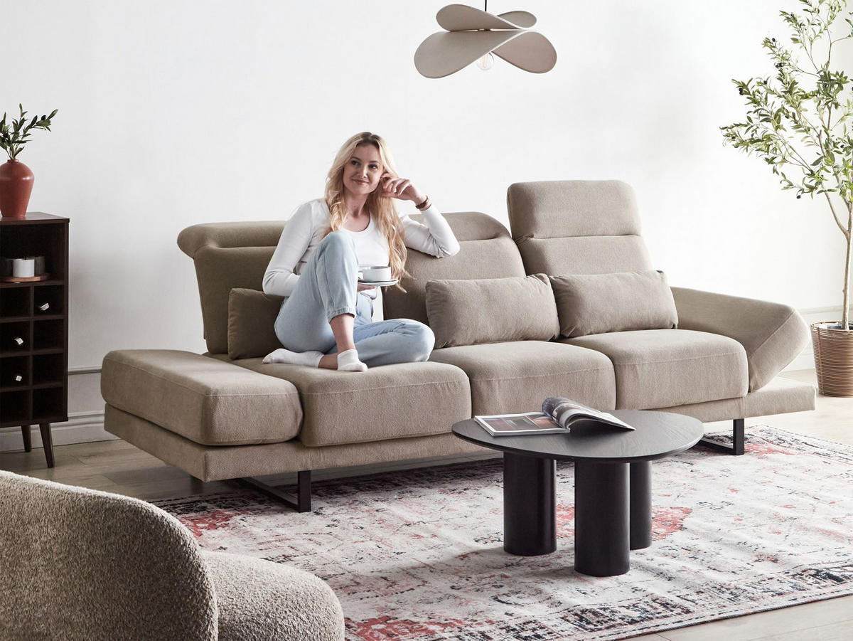 POHOVKA 3-místná Látka Taupe Ikast - šedohnědá, textil (255/87/105cm) - Beliani