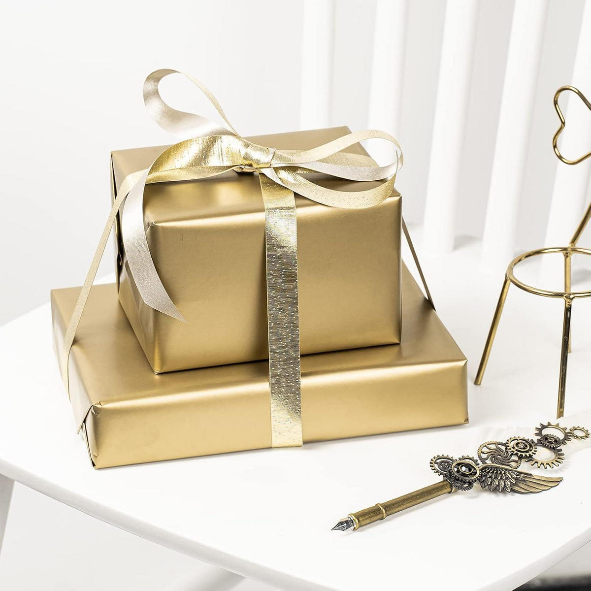 GESCHENKPAPIERROLLE Goldglänzend 44,5 cm x 10 m - Goldfarben, Papier (4/44/4cm)