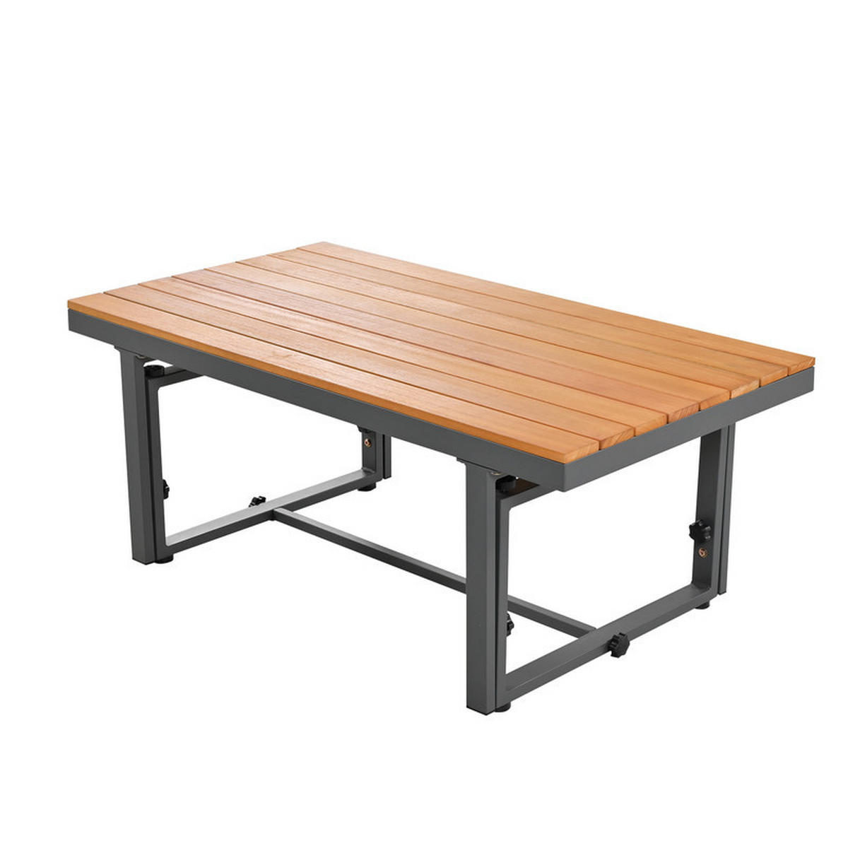 GARTENLOUNGE-SET GRAU 3-teilig mit 2 Sofas Akazienholz verstellbarer Lehne inkl. Kissen - Grau, Textil - BLACKCUP