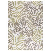 TEPPICH Outdoor Flachgewebe Palmenmotiv Polypropylen Terrasse Beige Rechteckig 140x200 - Beige, Textil (140/200cm) - KADIMA DESIGN