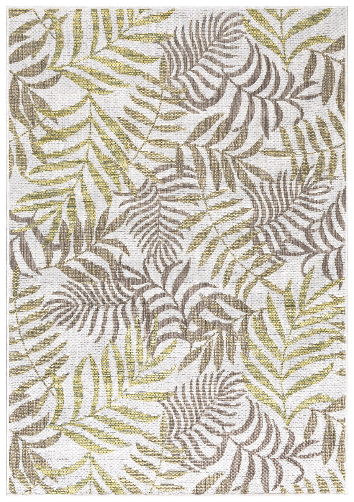TEPPICH Outdoor Flachgewebe Palmenmotiv Polypropylen Terrasse Beige Rechteckig 140x200 - Beige, Textil (140/200cm) - KADIMA DESIGN