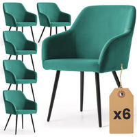 POLSTERSTUHL 6er Set, Metallbeine Grün, Schwarz 54,5/83/58 - Schwarz/Grün, Textil (55/83/58cm) - RAUMHIRSCH FURNITURE