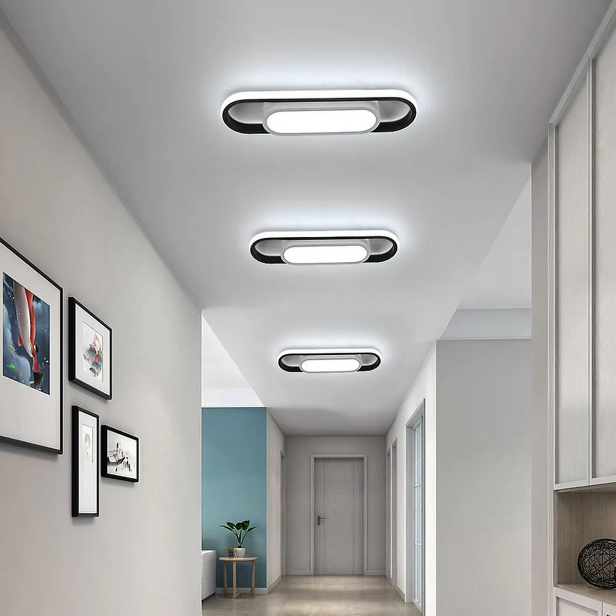 LED-DECKENLEUCHTE 40×12 cm - Schwarz, Kunststoff (40/12/5cm) - Coonoor