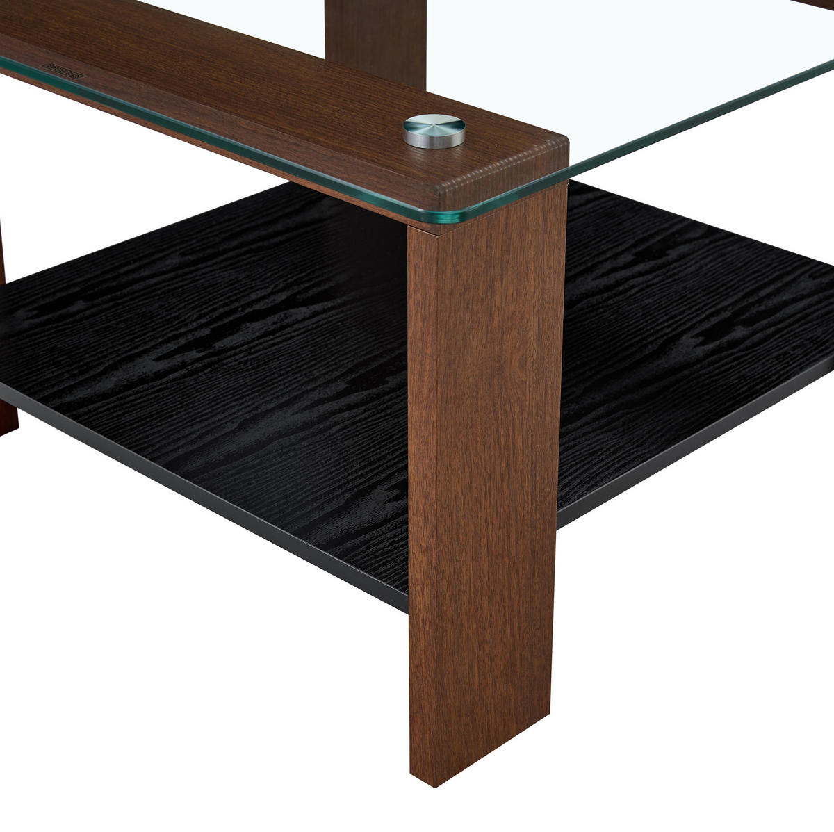 COUCHTISCH 65/41/45,5 cm mit Hartglasplatte und Ablagefach, modern und platzsparend, Walnuss/Schwarz - Walnussfarben, Holzwerkstoff (75/75/45.5cm) - Redom