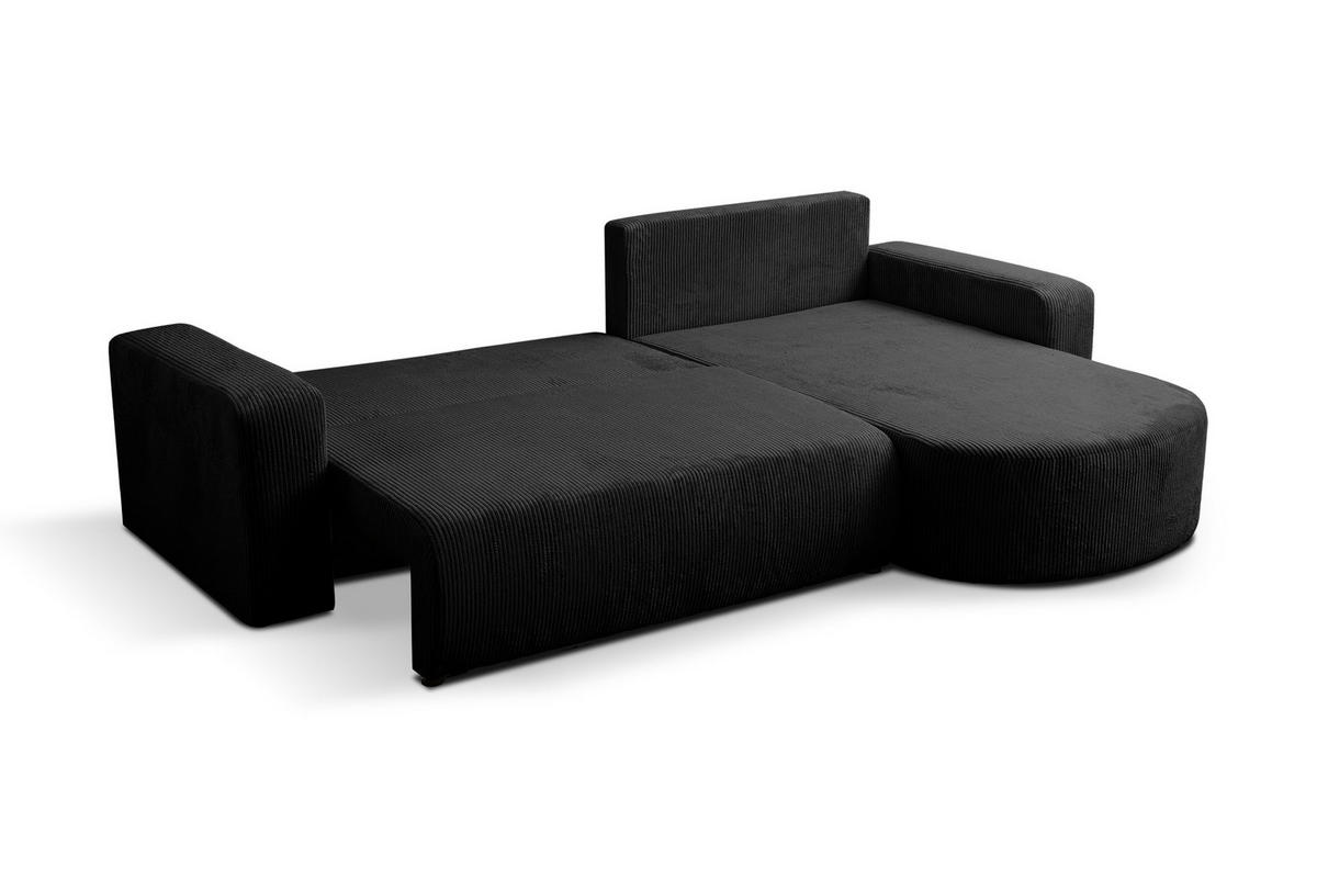 ECKSOFA mit Schlaffunktion Tokio, Schwraz Cordstoff - Schwarz, Textil (275/170cm)