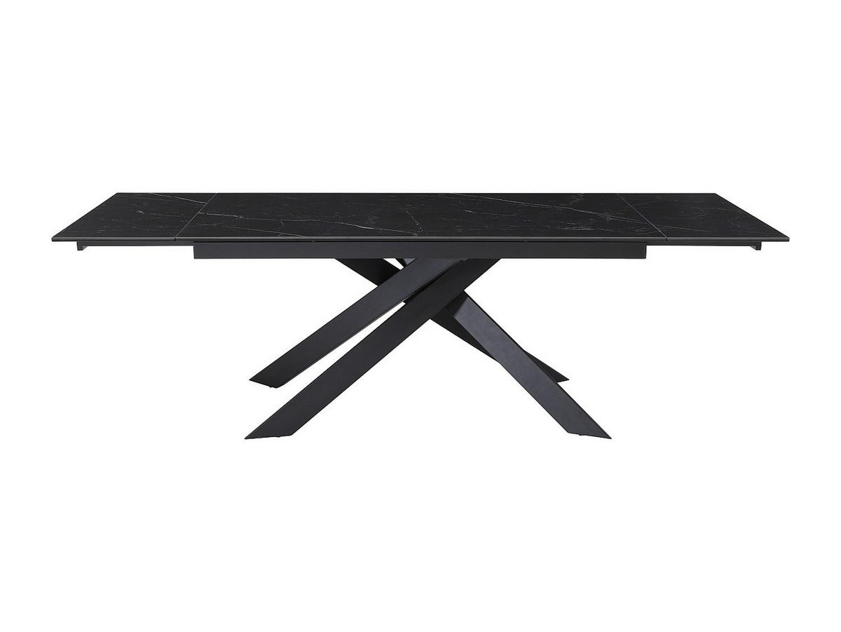 ESSTISCH für 6 bis 10 Personen ausziehbar - Keramik - Sicherheitsglas & Metall - Marmor-Optik schwarz - COREMA - Schwarz, Glas (240/90/76cm) - Vente-Unique