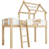 HOCHBETT 90/200 cm in Weiß/Natur mit Dachdesign und Fallschutz - Naturfarben, Holzwerkstoff (90/200cm) - Flora Grace