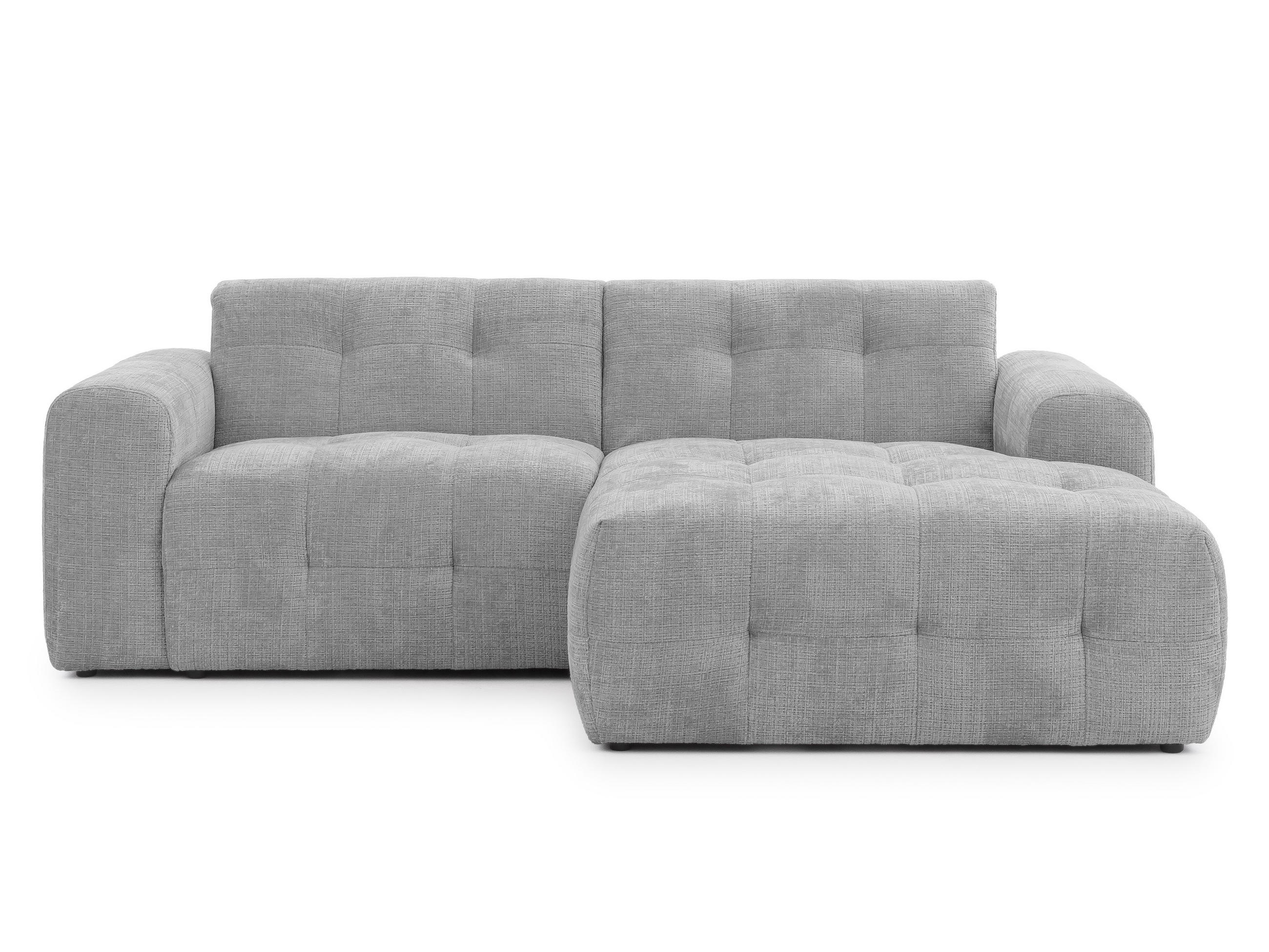 luma-home ROHOVÁ POHOVKA s otomanem vpravo, rafinovaným prošíváním, 234 × 161 × 79 cm (Š×H×V), potah ze ženilky ve světle šedé barvě / 21043