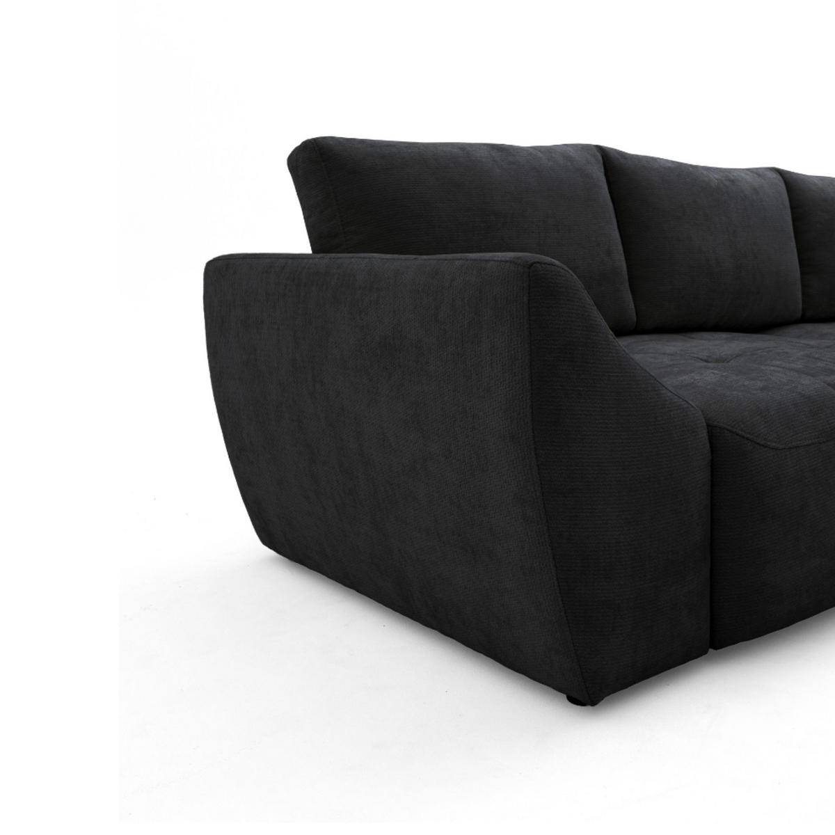 ECKSOFA NICE L Rechts mit Schlaffunktion 137x204 Chenille Anthrazit - Anthrazit/Schwarz, Holz/Textil (165/260cm) - Muffo