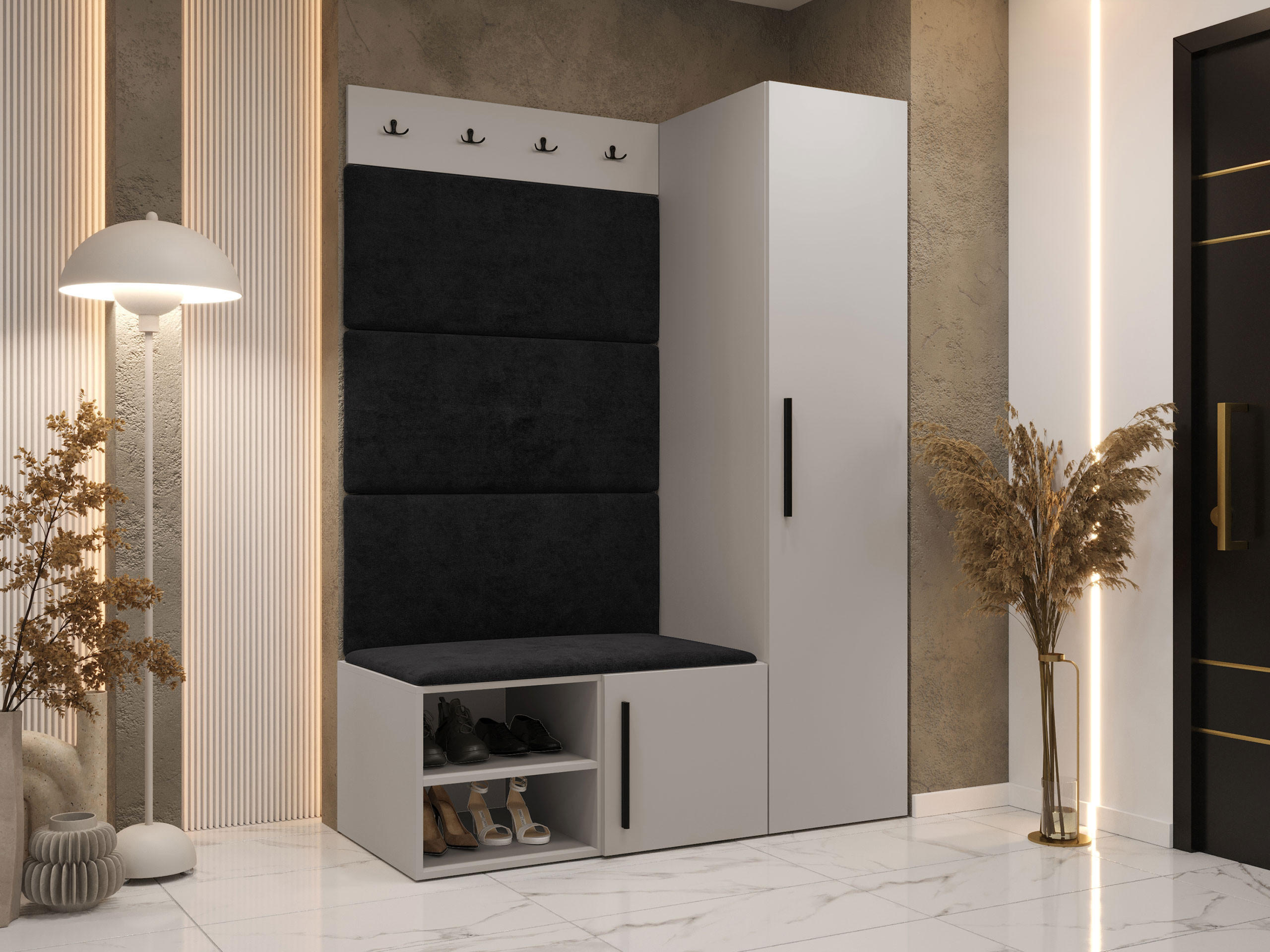 GARDEROBEN-SET Medi II - Kaschmir/Anthrazit, Holzwerkstoff/Kunststoff (40/191/50cm) - MIRJAN24