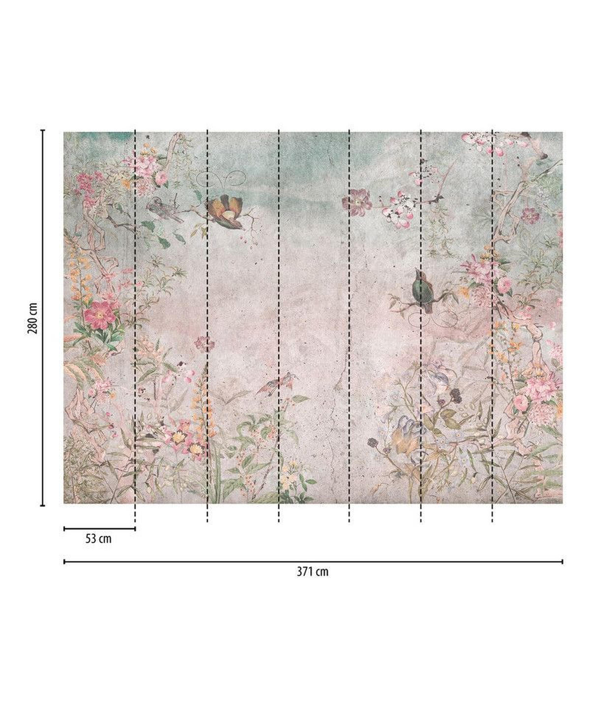 VLIESTAPETE Bunt 371/280 cm - Multicolor/Grau, Textil (371/1cm) - KUNSTLOFT