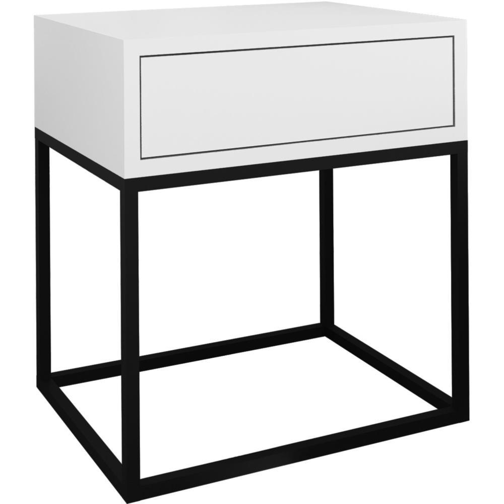 NACHTSCHRANK Kay 45/50/35 weiß - Schwarz/Weiß, Holzwerkstoff/Metall (45/50/35cm) - Beautysofa