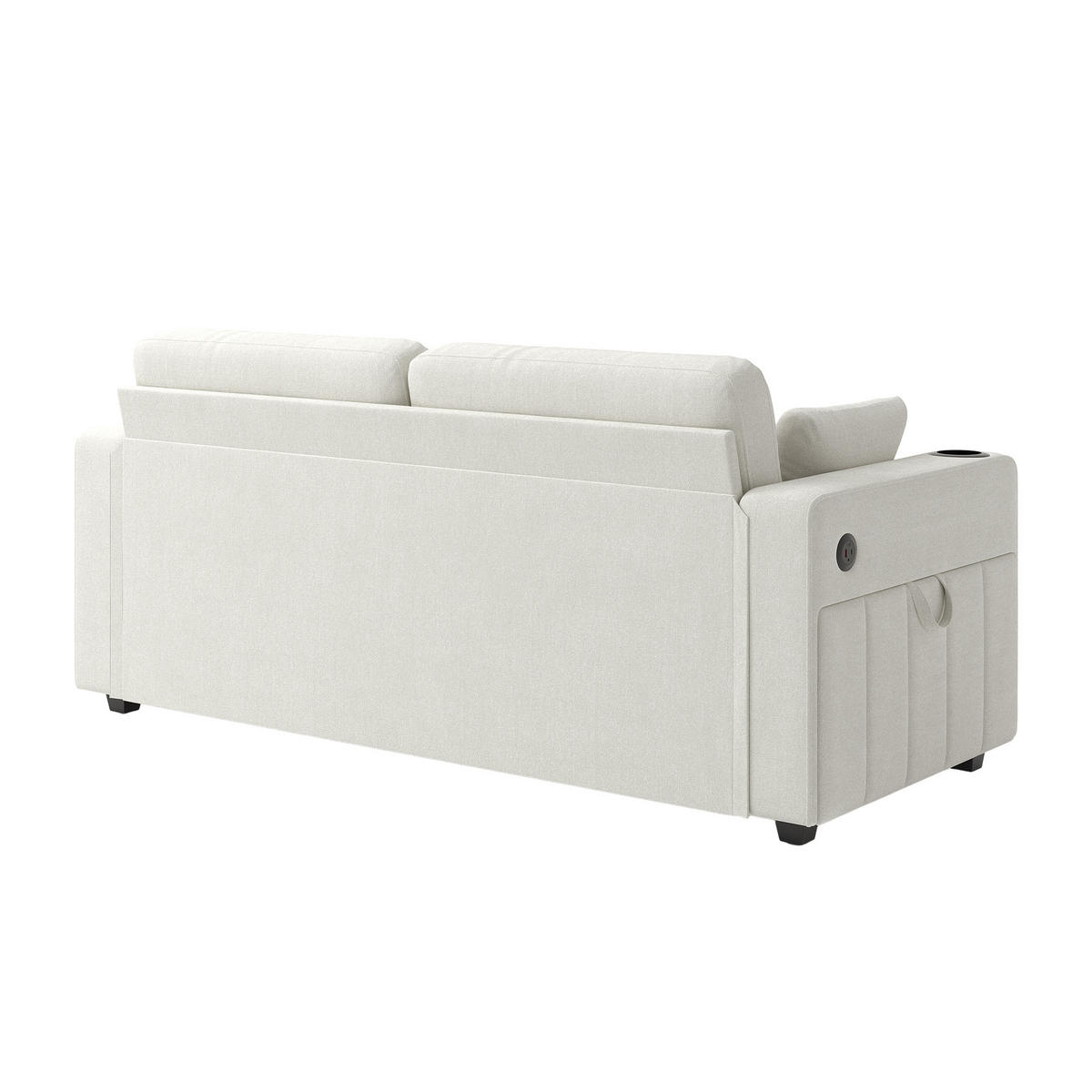 2-SITZER Sofa aus Chenille 172x75x82 cm mit USB-Anschlüssen & Stauraum, beige - Beige, Textil (75/82/172cm)