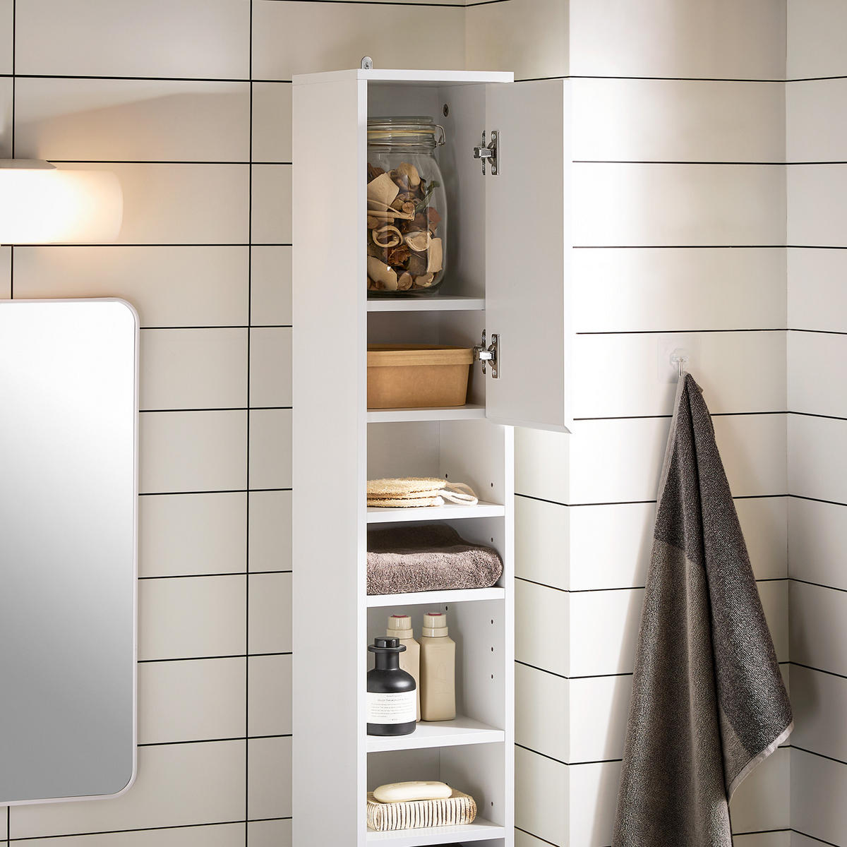 HOCHSCHRANK Weiß - Weiß, Holzwerkstoff (20/180/20cm) - SoBuy