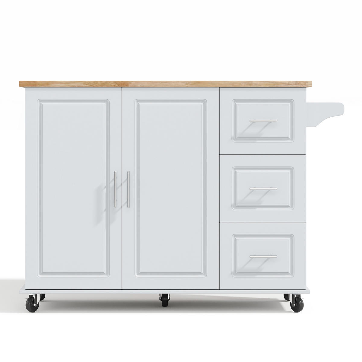 KÜCHENINSEL 137x76x92cm Grau mit Klappplatte, Schrank, 3 Schubladen & Rollen - Grau, Holzwerkstoff (137/92/76cm) - Modfu