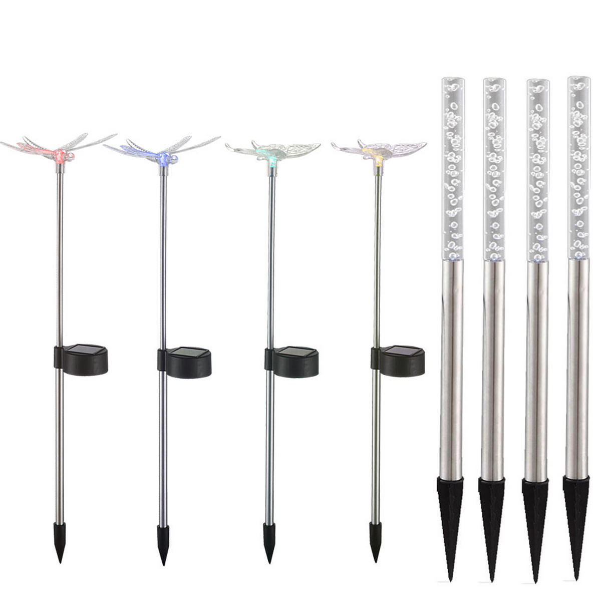 LED AUSSENLEUCHTE Klar RGB Solar 8er Set - Silberfarben, Kunststoff (2/2/48cm) - Globo Lighting