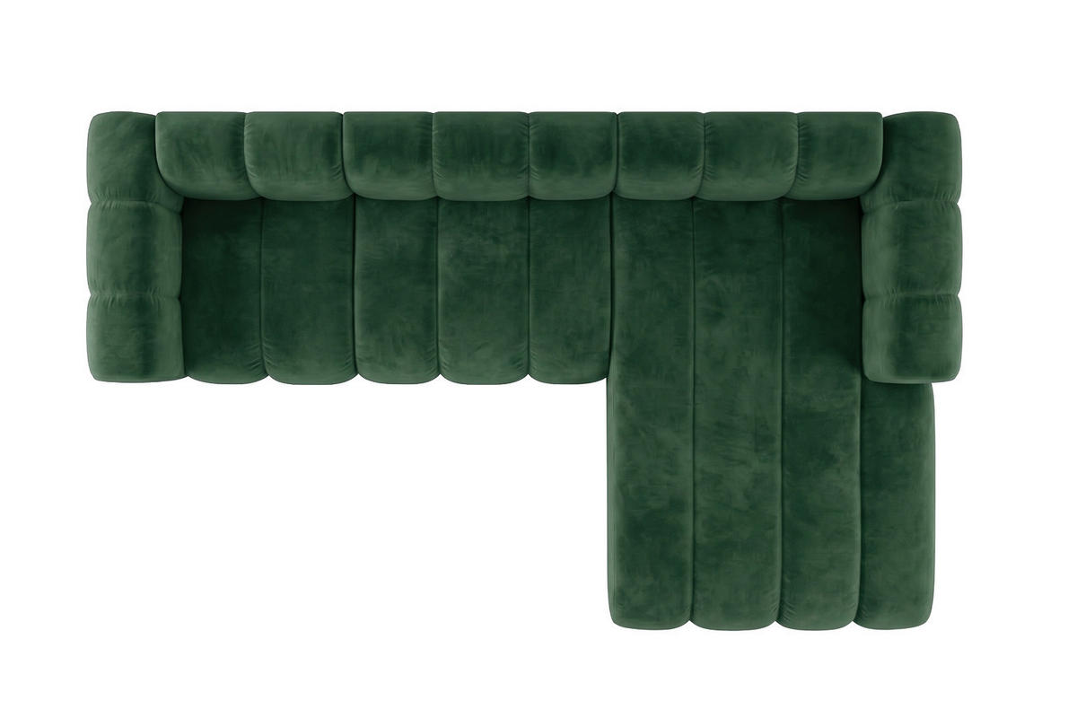 ECKSOFA Modulares In L-Form, Velvet-Stoff Riviera, Grün, Rechts, GRAND 287 cm - Grün, Holz (287/179cm) - Kaiser Möbel