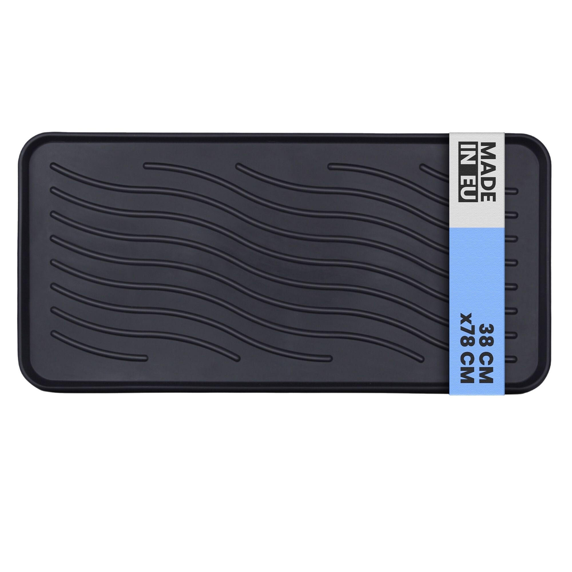 SCHUHABTROPFSCHALE mit hohem Rand (78x38x2,5cm) Schuhablage - wasserdichte Schuhwanne und Abtropfunterlage für Schuhe - Schwarz, Kunststoff (38/78cm) - Bestlivings