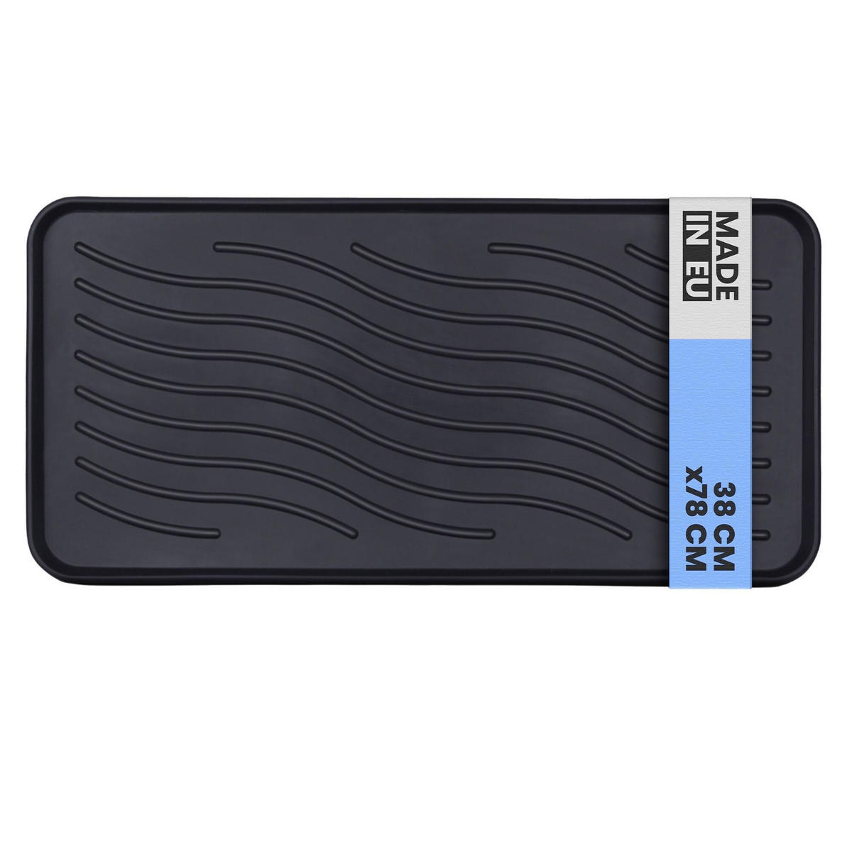 SCHUHABTROPFSCHALE mit hohem Rand (78x38x2,5cm) Schuhablage - wasserdichte Schuhwanne und Abtropfunterlage für Schuhe - Schwarz, Kunststoff (38/78cm) - Bestlivings