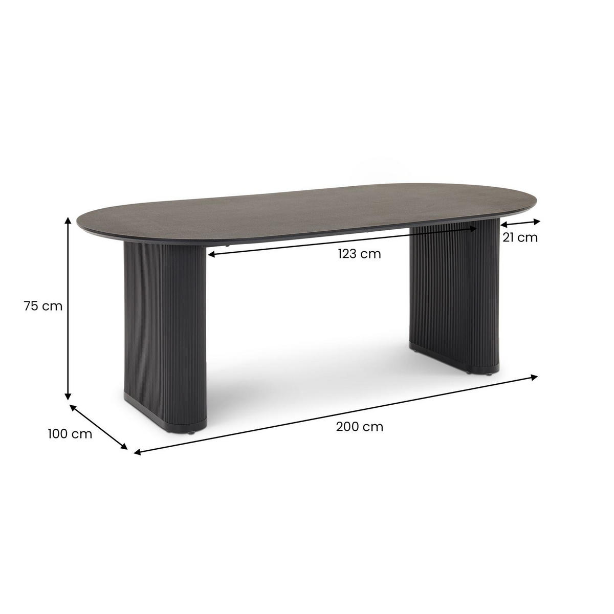 ESSTISCH DONOVAN - Schwarz, Holzwerkstoff (100/200/75cm) - IDIMEX