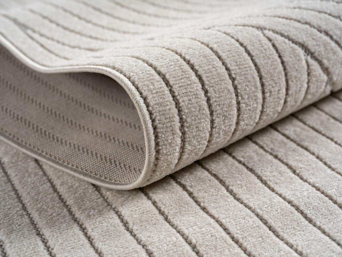 TEPPICH In-/Outdoor Kurzflor Skandi 3D-Design Polypropylen Balkon Creme Rechteckig 140x200 - Creme, Textil (140/200cm) - KADIMA DESIGN