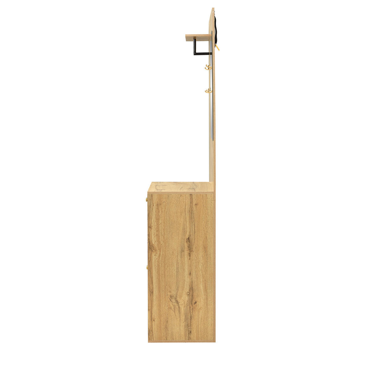 PŘEDSÍŇOVÁ stěna 110/37/185,5 cm černá a přírodní z MDF se zrcadlem a úložným prostorem - černá, kompozitní dřevo (110/185.5/37cm) - OKWISH