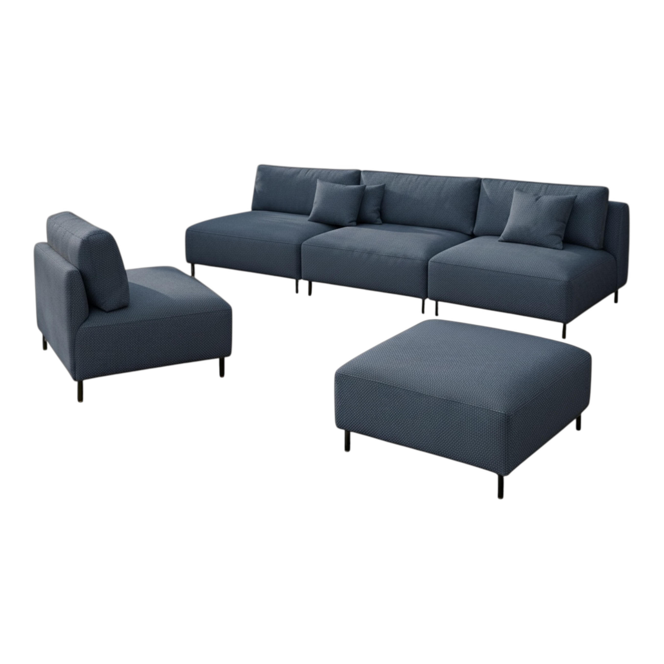 GARTEN Lounge Set SUN – Outdoor Möbel Set mit Sofa, Sessel und Hocker, UV-beständig und wasserabweisend - Blau, Textil - A&J MöbelLand