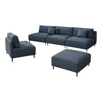 GARTEN Lounge Set SUN – Outdoor Möbel Set mit Sofa, Sessel und Hocker, UV-beständig und wasserabweisend - Blau, Textil - A&J MöbelLand