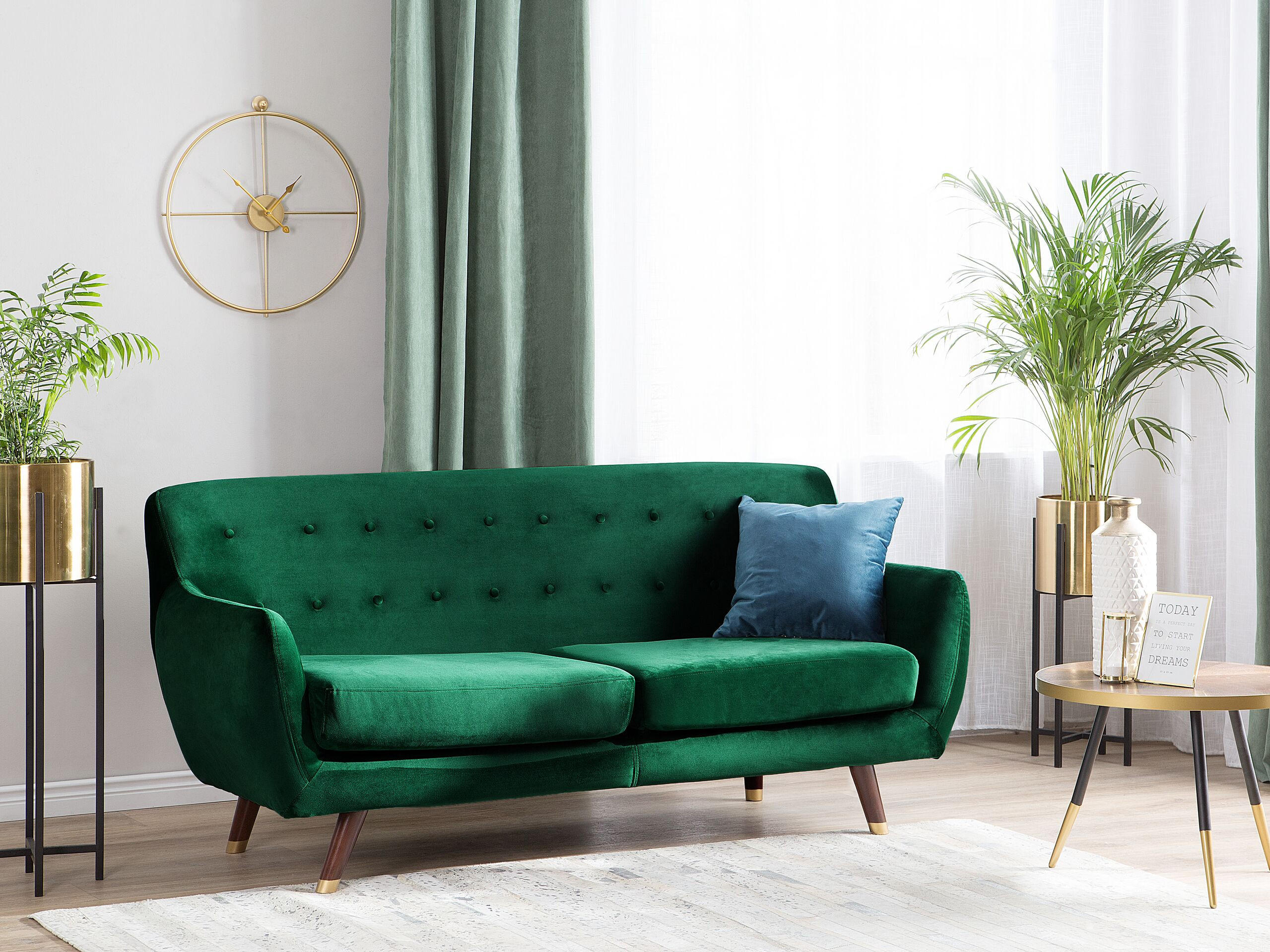 3-SITZER-SOFA Samtstoff Smaragdgrün Bodo - Hellgrün, Textil (188/84/85cm) - Beliani