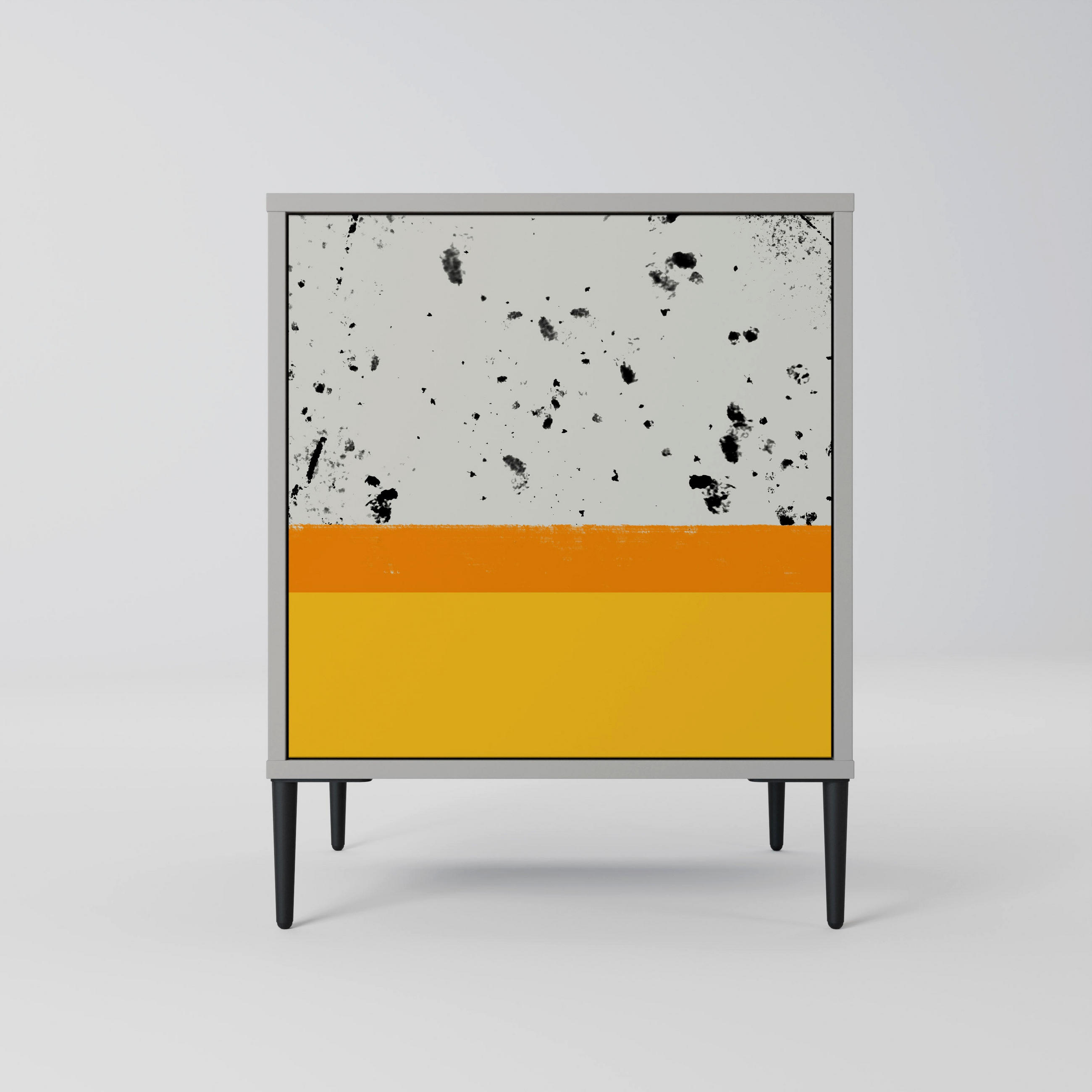 SIDEBOARD DYED BY ORANGE, Grau, 57,5x42x72,5 cm, Schwarze Metallfüße - Multicolor/Schwarz, Holzwerkstoff/Metall (57.5/72.5/42cm) - SpaceRebels