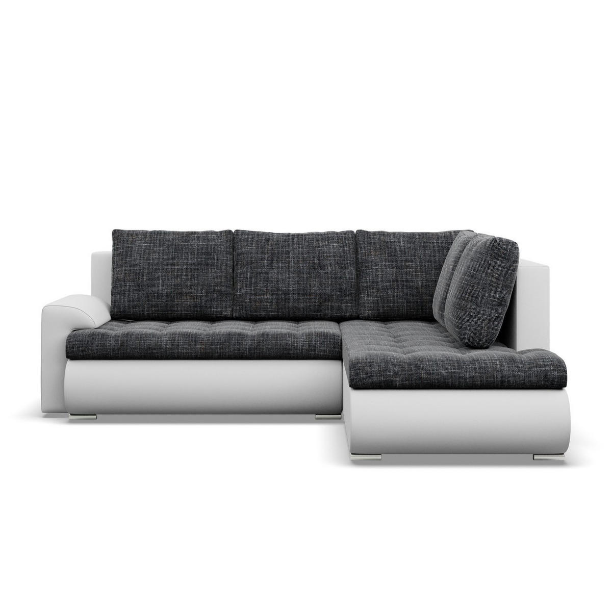 ECKSOFA RECHTS MIT SCHLAFFUNKTION FORESTA, Schwarz + Grau - Schwarz/Grau, Textil (230/200cm) - Mebligo