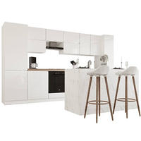 KÜCHENINSEL 360 cm - Aspen KA22-M360 - Weiß/Hochglanz - Weiß Hochglanz, Holz/Holzwerkstoff (360/212/58cm)