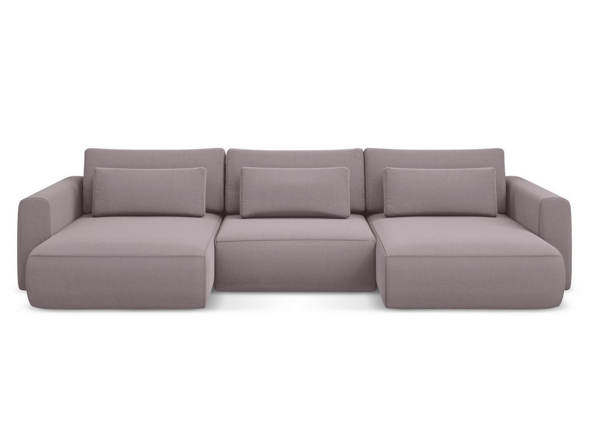 WOHNLANDSCHAFT Samt Stoff Violett - Lila/Flieder, Kunststoff/Textil (340/82/149cm) - Makamii