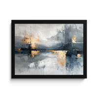 ZARÁMOVANÝ PLAGÁT Umenie - sivé - zlaté - abstraktné 40x30 cm - tmavosivá, papier (40/30cm) - MuchoWow