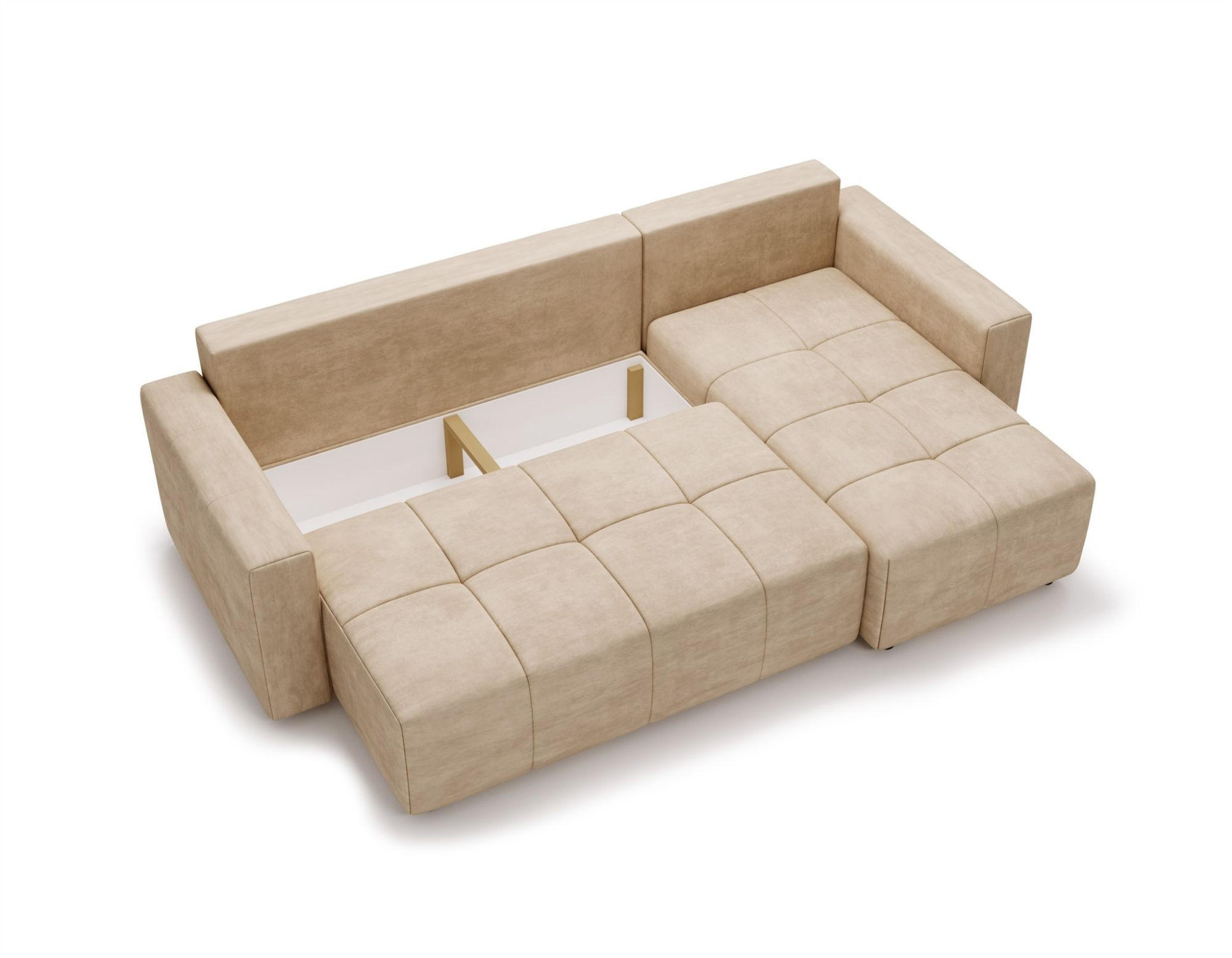 Thumbnail - Fun Möbel Ecksofa, Beige, Textil, Ottomane rechts, 231x142 cm, Wohnzimmer, Sofas & Couches, Wohnlandschaften, Ecksofas