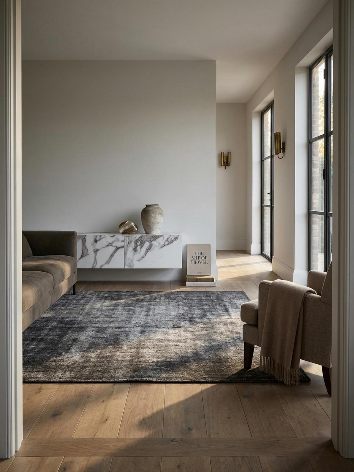 TV-LOWBOARD hängend groß, Marmor-Optik, Klapptüren, modern, Weiß 160x30x30 cm - Weiß, Metall (160/30/30cm) - KADIMA DESIGN